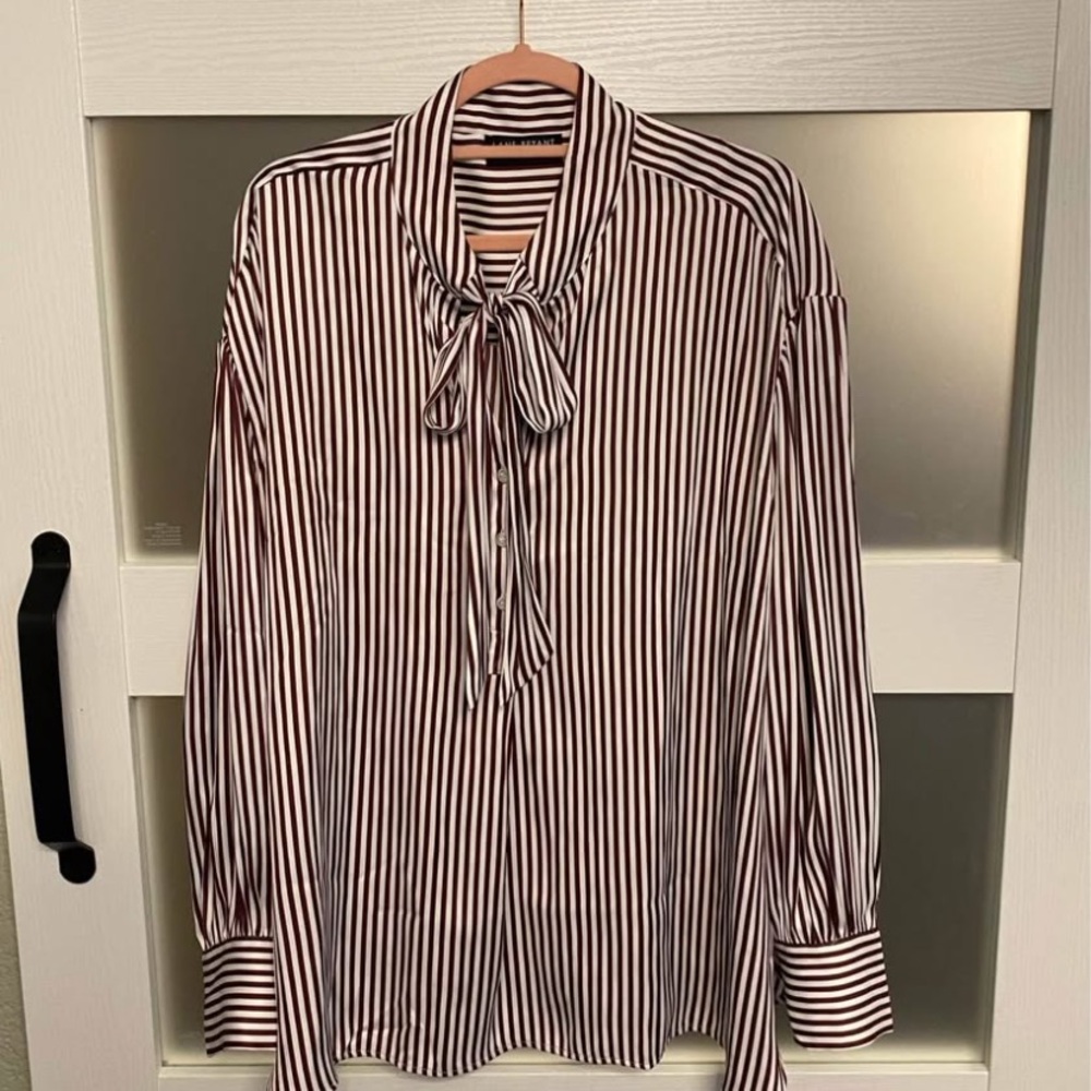 Like New, Silky Burgundy Striped Blouse